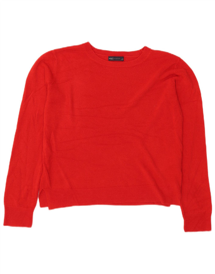 Marks & Spencer Damen Crop Pullover mit Rundhalsausschnitt, UK 12, Mittelrot