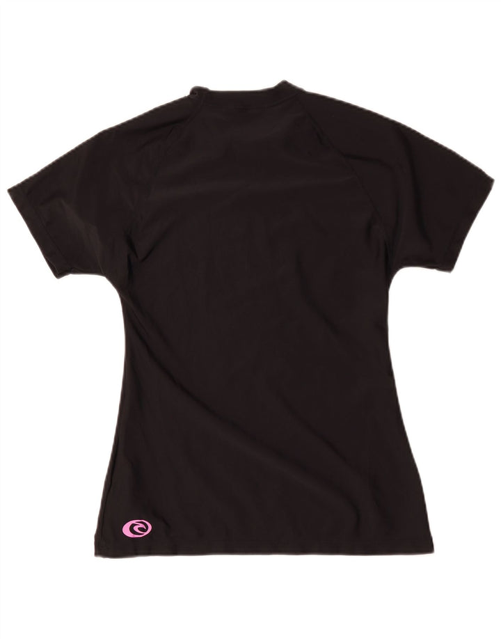 Rip Curl Damen Grafik-T-Shirt-Oberteil US 12 Large Schwarz Polyamid