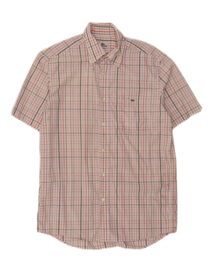 LACOSTE Mens Short Sleeve Shirt Size 40 Medium Pink Check Cotton Vintage Lacoste and Second-Hand Lacoste from Messina Hembry 