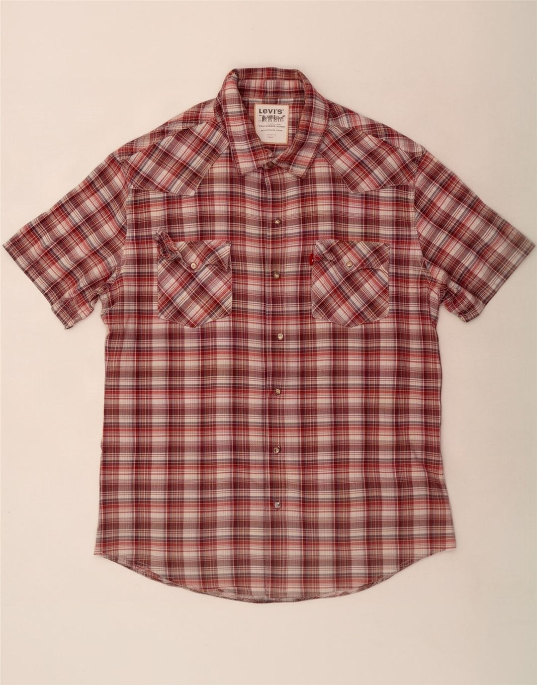 Levi's Herren-Kurzarmhemd XL, braun kariert, Baumwolle