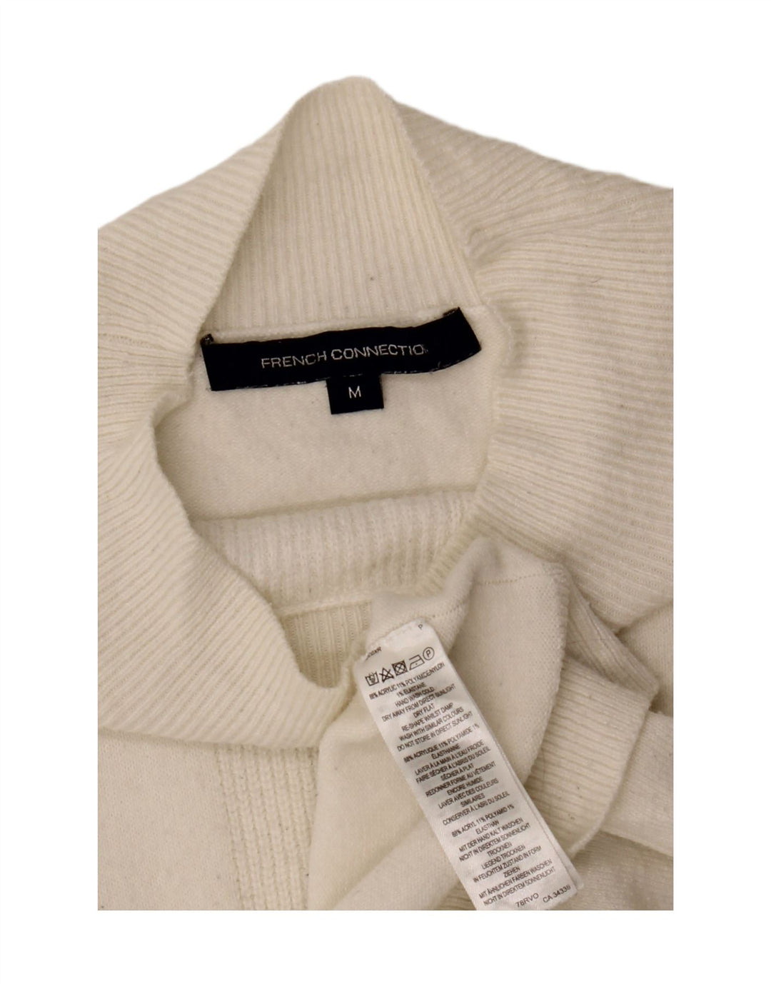 FRENCH CONNECTION Womens Turtle Neck Jumper Sweater Medium White Acrylic Vintage French Connection and Second-Hand French Connection from Messina Hembry 