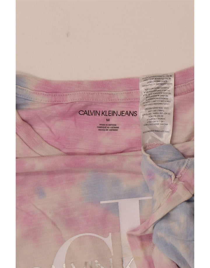 Calvin Klein Jeans Damen Übergroßes grafisches T-Shirt-Oberteil UK 14 Mittelrosa