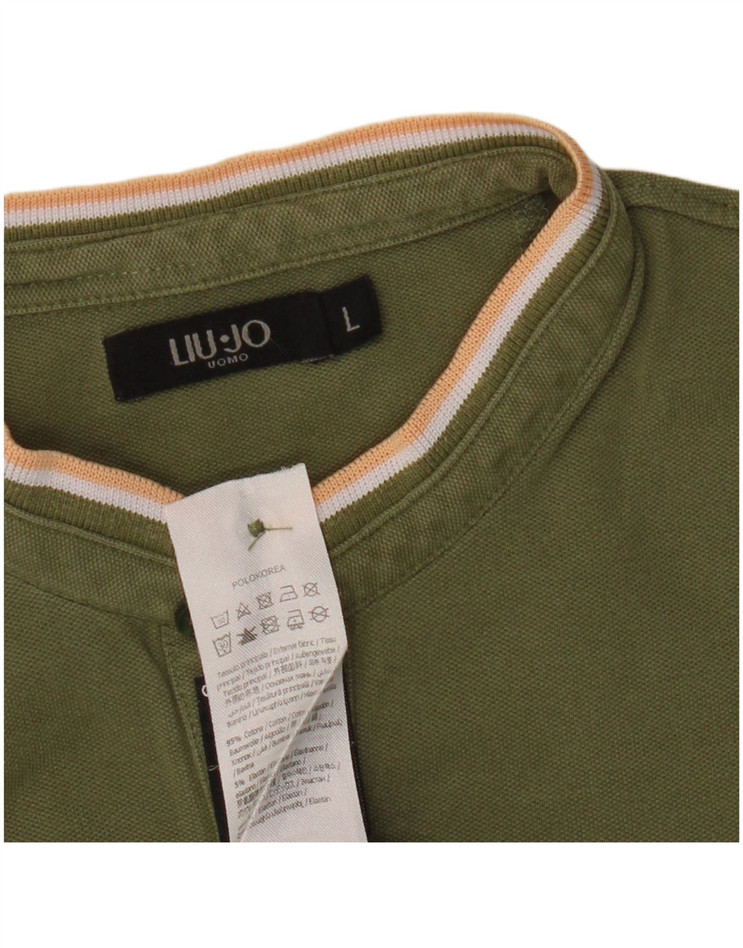 Liu Jo Herren-Poloshirt, groß, Khaki, Baumwolle
