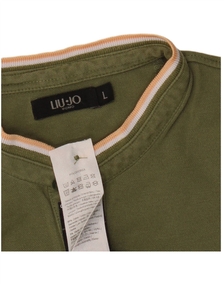 Liu Jo Herren-Poloshirt, groß, Khaki, Baumwolle