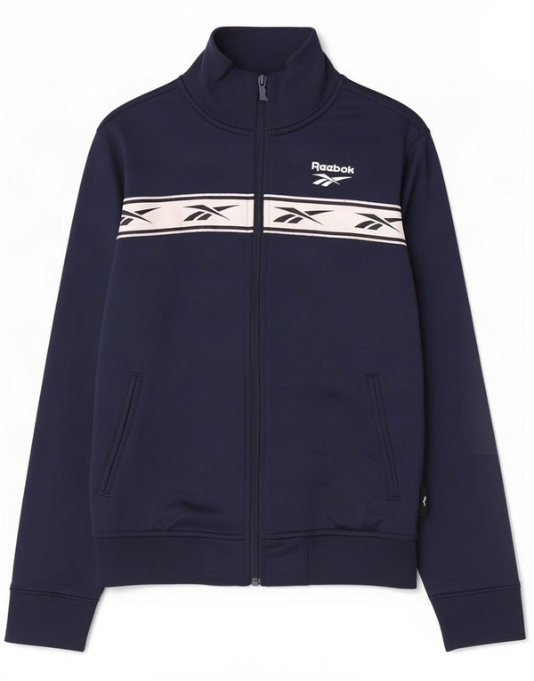 Reebok Womens Graphic Trainingsanzug Top Jacke UK 4/6 XS Marineblau Farbblock
