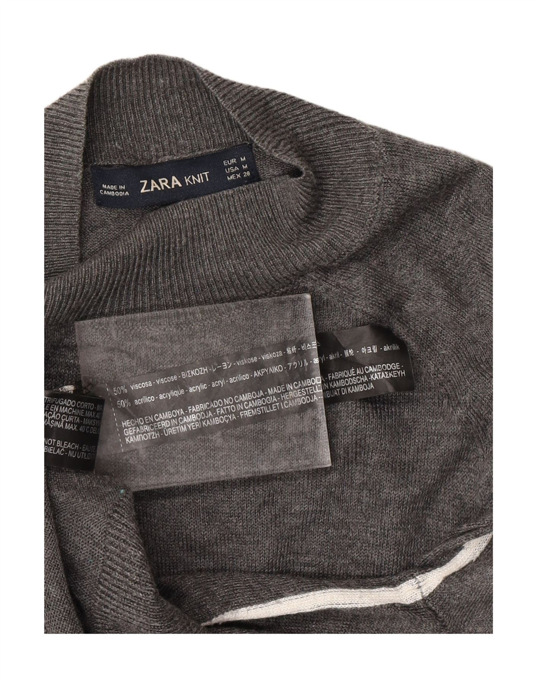 ZARA Damen-Pullover mit Rollkragen, UK 12, mittelgraue Viskose