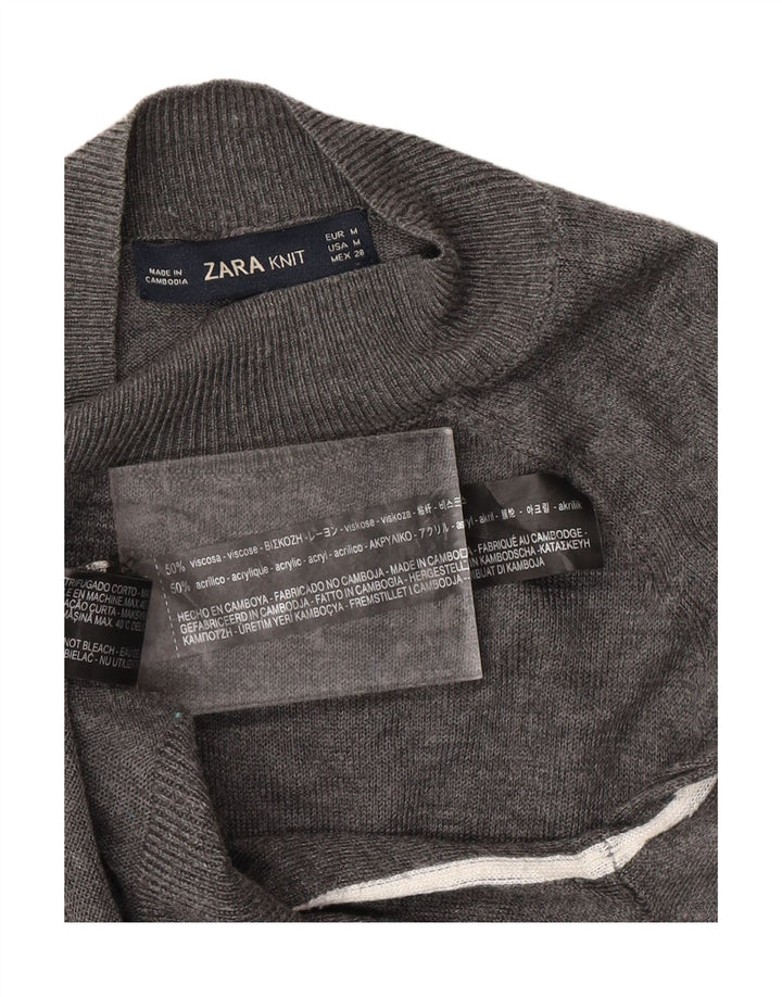 ZARA Damen-Pullover mit Rollkragen, UK 12, mittelgraue Viskose