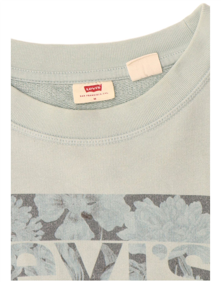 Levi's Damen Grafik-Sweatshirt-Pullover UK 14 Mitteltürkis Baumwolle