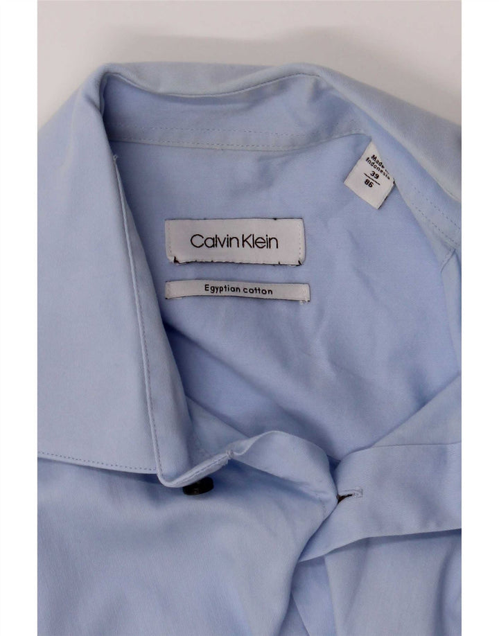 Calvin Klein Herrenhemd Größe 39 Mittelblaue Baumwolle