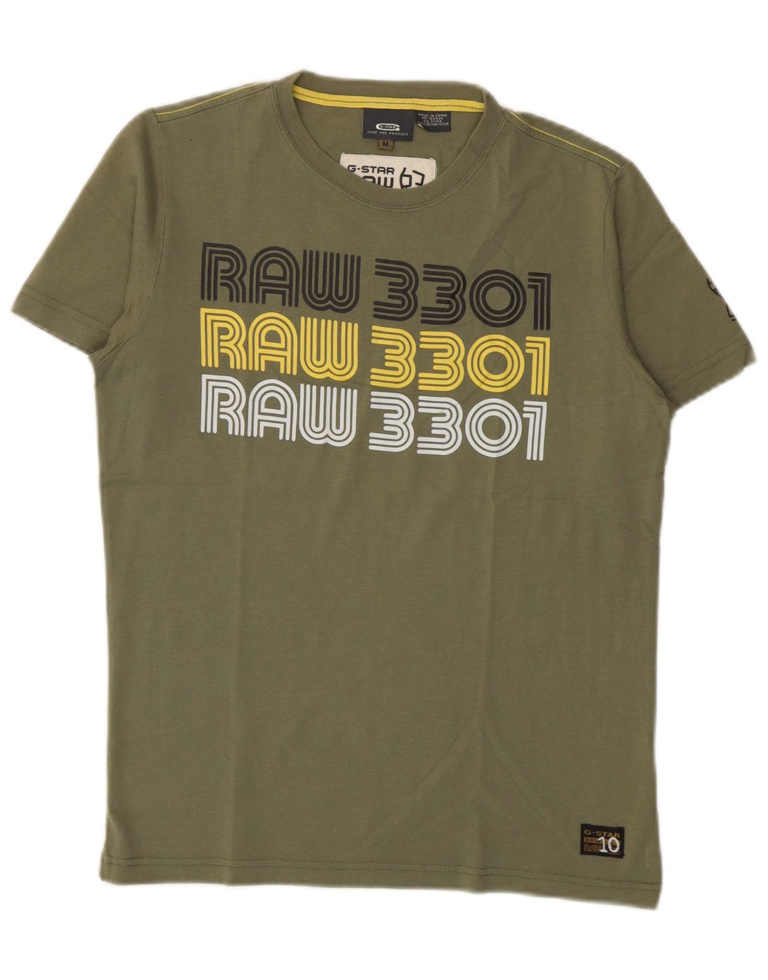 G-Star Herren Grafik-T-Shirt-Oberteil aus mittlerer Khaki-Baumwolle