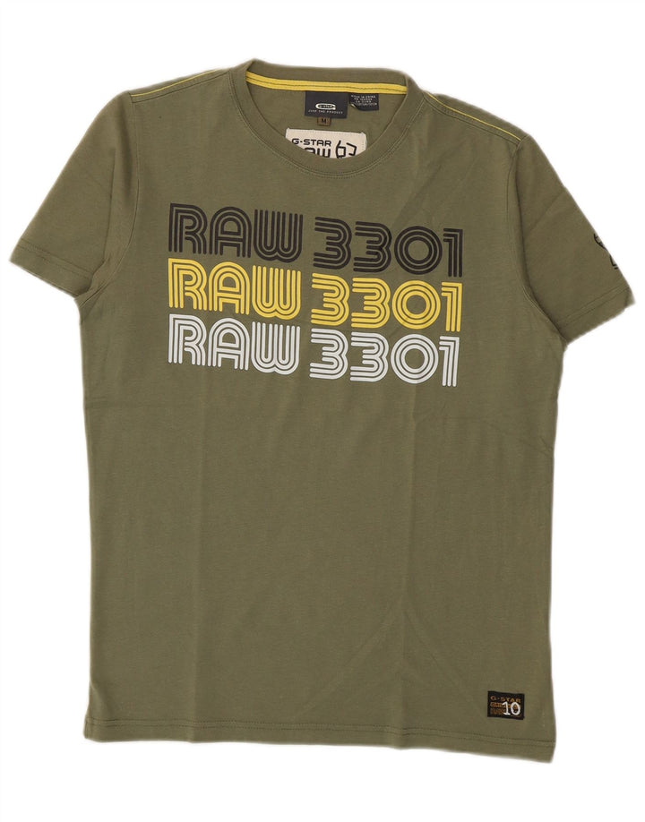 G-Star Herren Grafik-T-Shirt-Oberteil aus mittlerer Khaki-Baumwolle