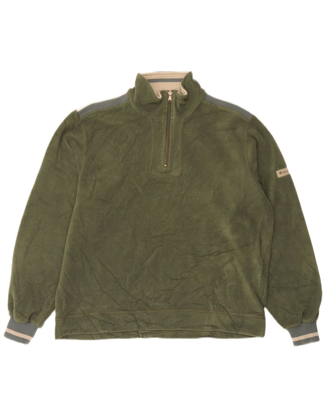 Champion Herren-Fleecepullover mit Reißverschluss am Hals, mittleres Khaki, Polyester