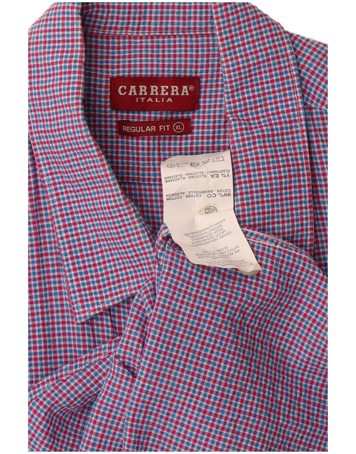 Carrera Herren Regular Fit Kurzarmhemd XL rot kariert Baumwolle