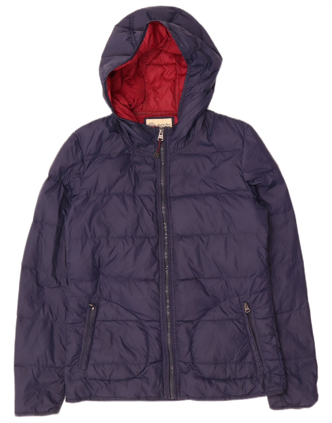 FAT FACE Wattierte Damenjacke mit Kapuze, UK 10, Größe S, marineblaues Nylon