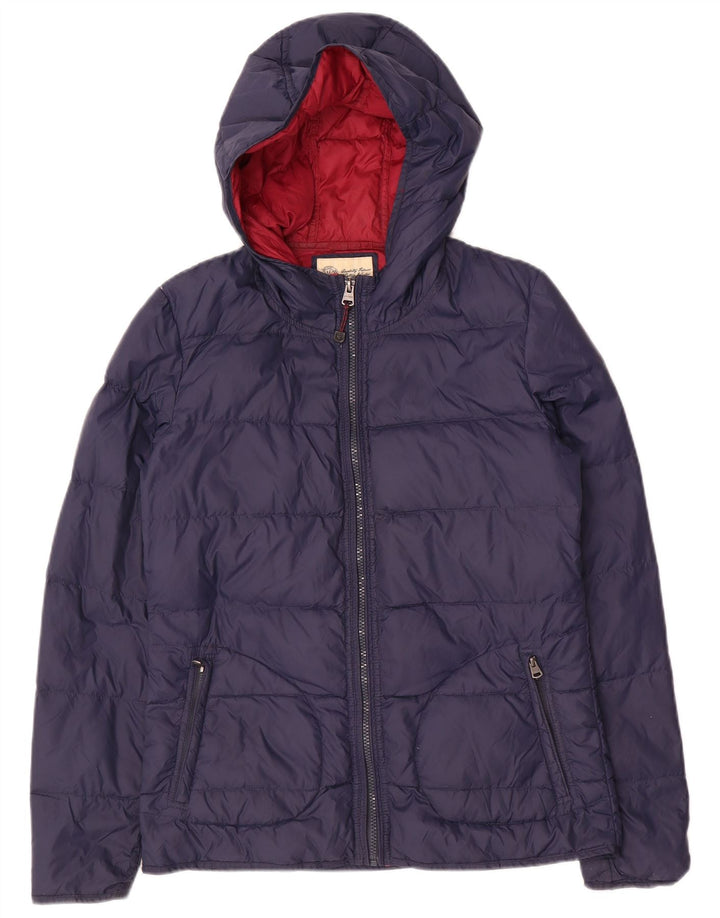 FAT FACE Wattierte Damenjacke mit Kapuze, UK 10, Größe S, marineblaues Nylon