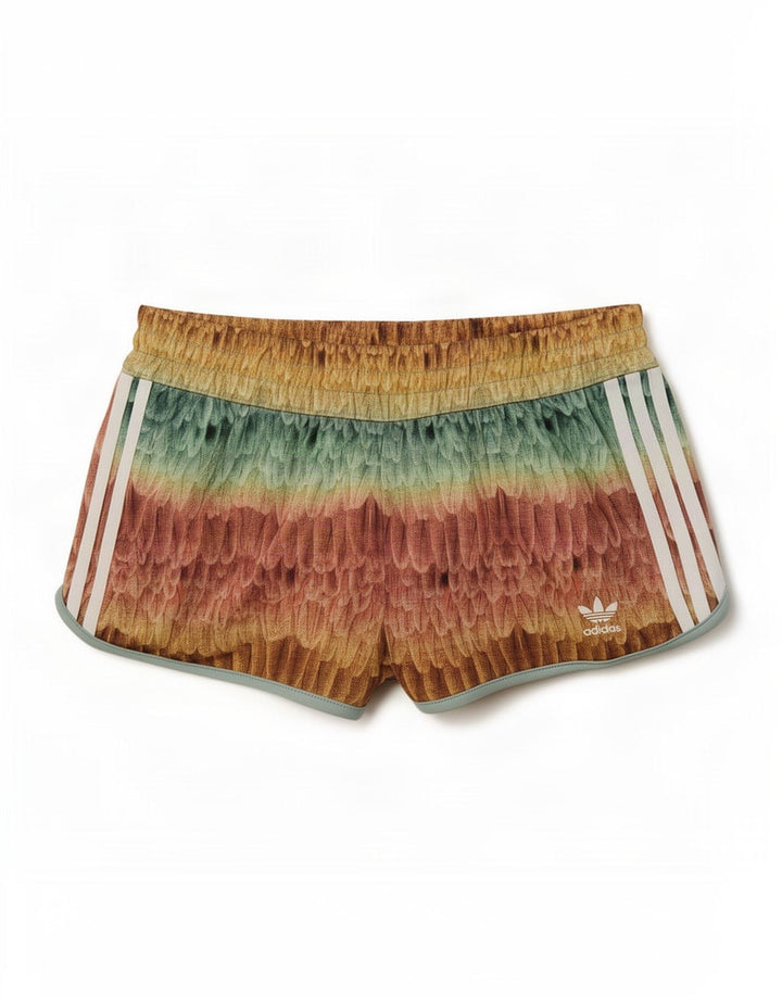 Adidas Damen-Sportshorts mit abstraktem Muster, UK 10, Größe S, mehrfarbig