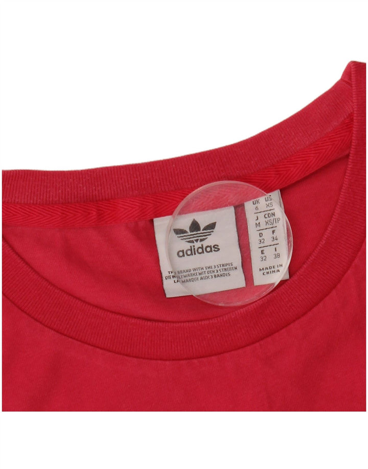 ADIDAS Damen Übergroßes Grafik-T-Shirt-Oberteil UK 6 XS Rosa