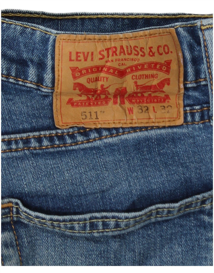 LEVI'S Herren 511 Acid Wash Slim Jeans W32 L32 Blaue Baumwolle