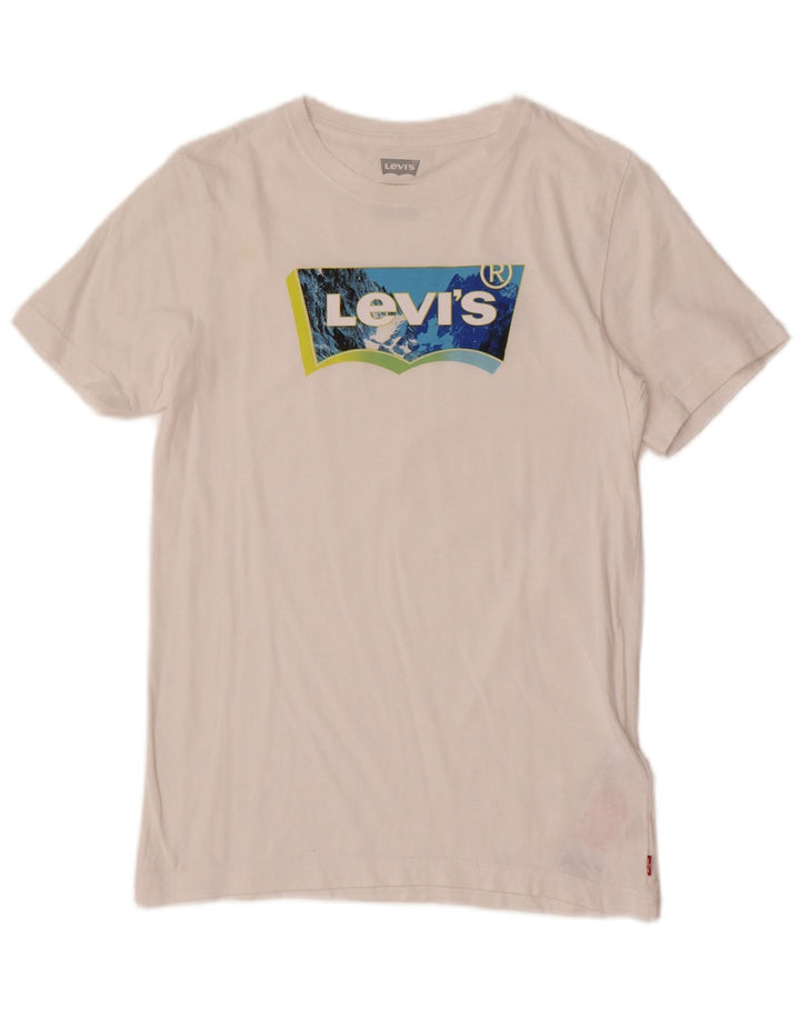 Levi's Jungen-T-Shirt mit Grafik, 13–14 Jahre, weiße Baumwolle