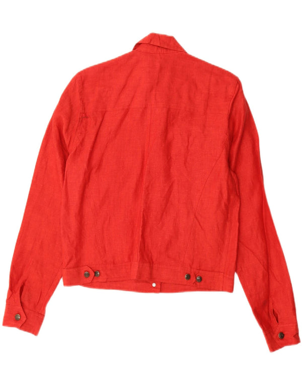 Blunauta Damen Crop Loose Fit Bomberjacke UK 6 XS Rotes Leinen