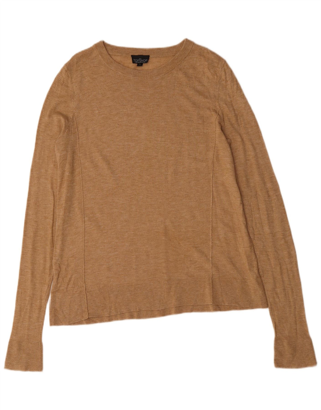 Topshop Damen Übergroßes Top Langarm UK 10 Small Beige