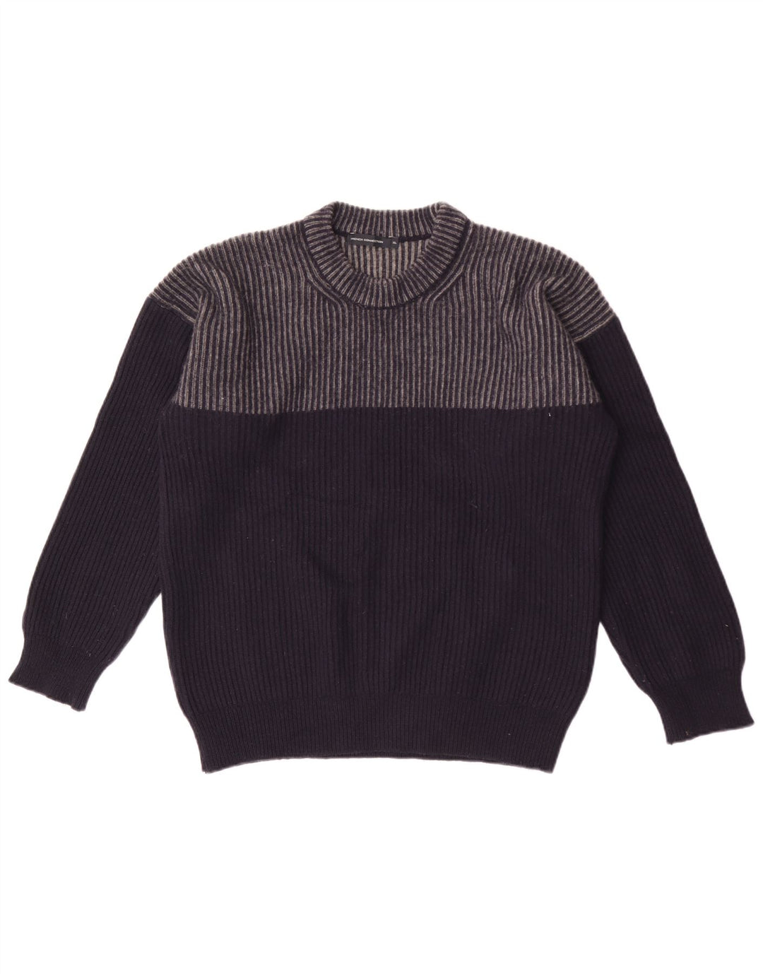 French Connection Herren-Pullover mit Rundhalsausschnitt, XL, marineblau, gestreift, Wolle