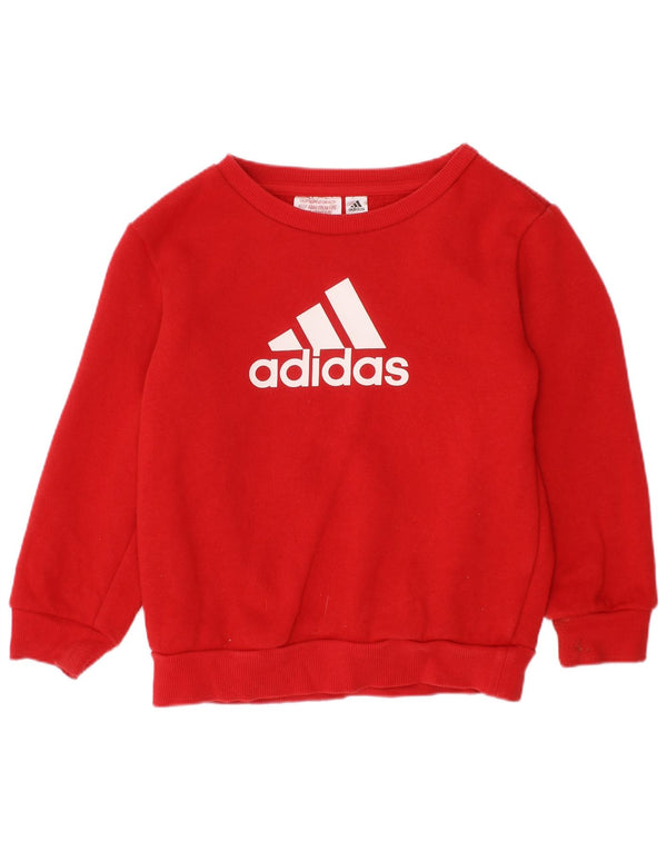 Adidas Jungen Grafik-Sweatshirt-Pullover, 3–4 Jahre, rote Baumwolle