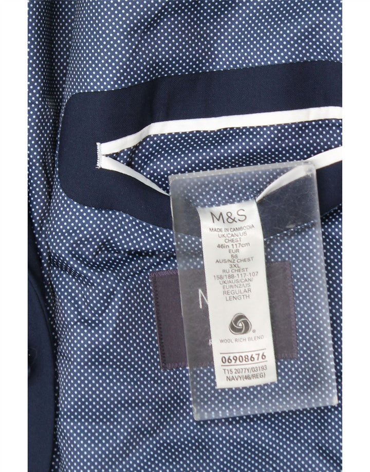Marks & Spencer Herren-Blazer mit 2 Knöpfen, EU 56, 3XL, marineblaue Wolle