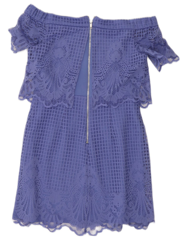Schulterfreies Kleid für Damen von Topshop, Gr. 40, Größe S, Lila, Blumenmuster, Polyester