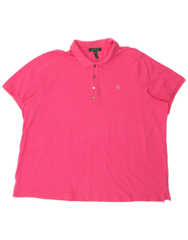 RALPH LAUREN Damen Poloshirt UK 22 3XL Rosa Baumwolle