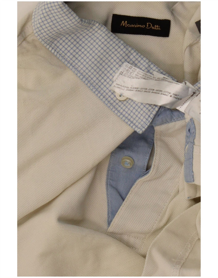 MASSIMO DUTTI Herren-Poloshirt, groß, cremefarbene Baumwolle