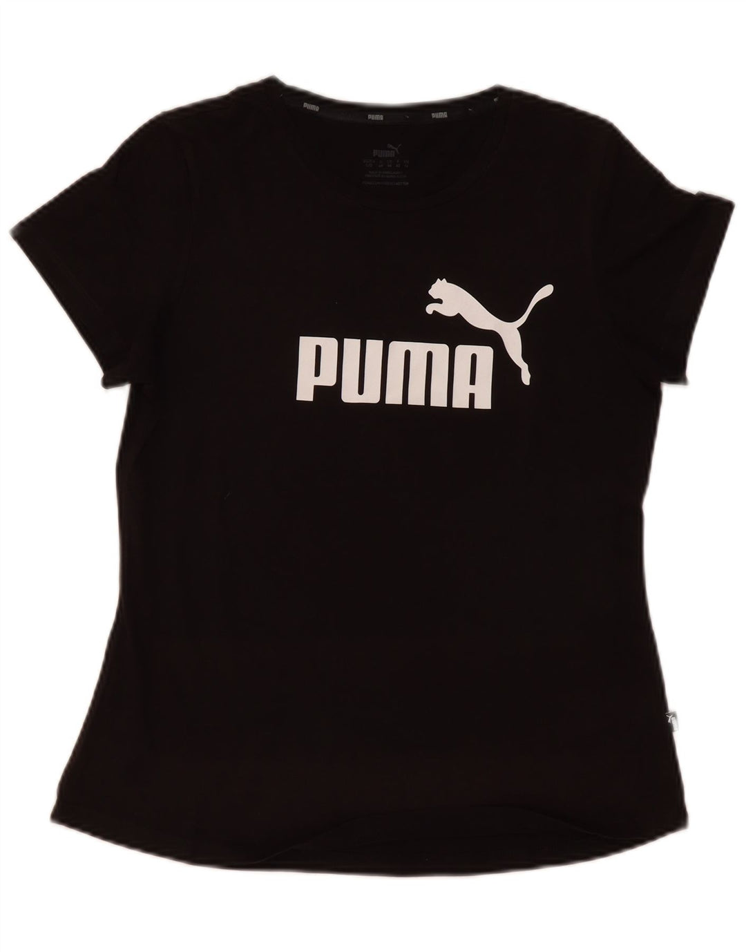 Puma Damen Graphic T-Shirt Top UK 14 Medium Schwarz