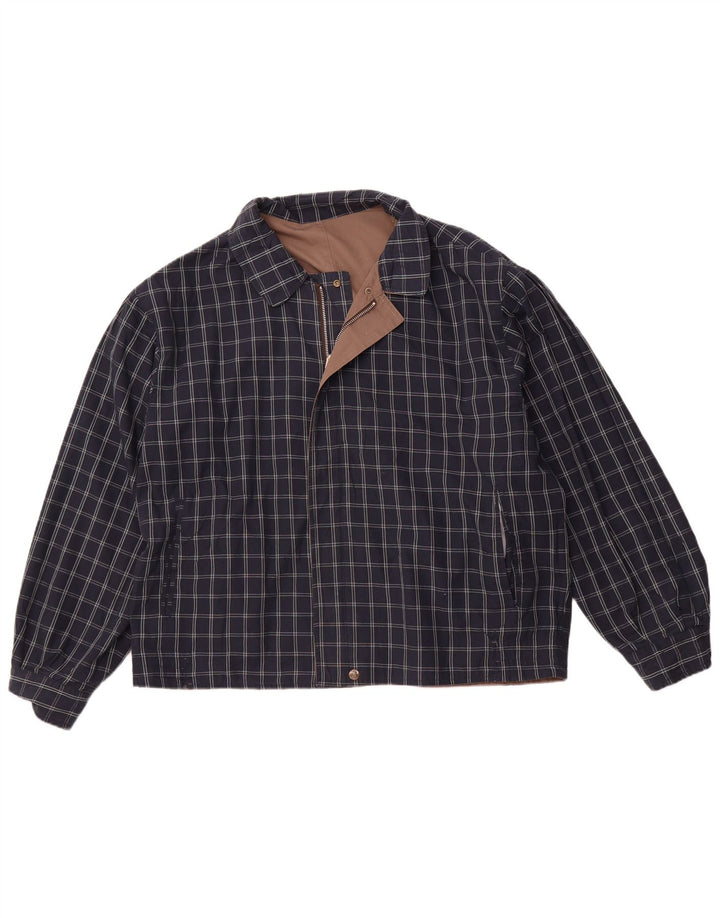 VINTAGE Herren Wendejacke UK 40 Großes braun kariertes Polyester