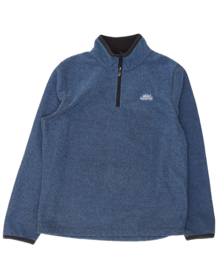 Weird Fish Herren-Fleecepullover mit Reißverschluss am Hals, großes, blaues Polyester