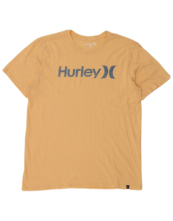 HURLEY Herren-T-Shirt mit Grafik, groß, aus gelber Baumwolle