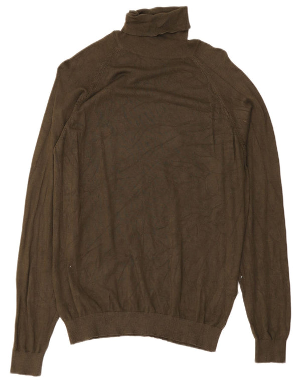 Zara Damen-Pullover mit Rollkragen, UK 14, mittelgrüne Viskose