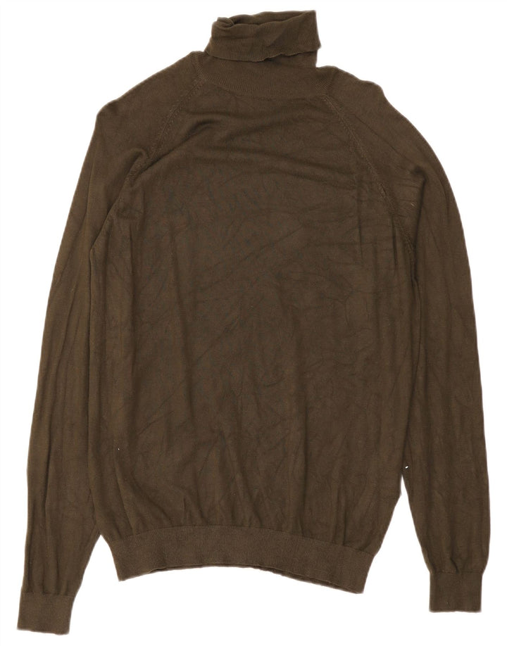 Zara Damen-Pullover mit Rollkragen, UK 14, mittelgrüne Viskose