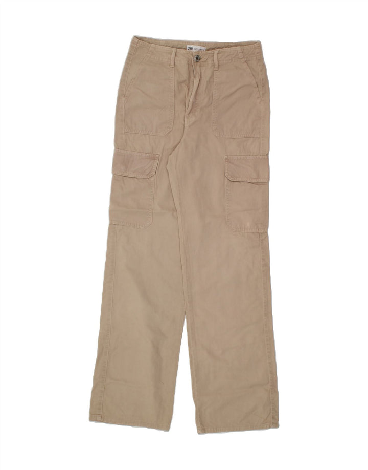 ZARA Womens Straight Cargo Trousers EU 38 Medium W28 L32 Beige Cotton Vintage Zara and Second-Hand Zara from Messina Hembry 