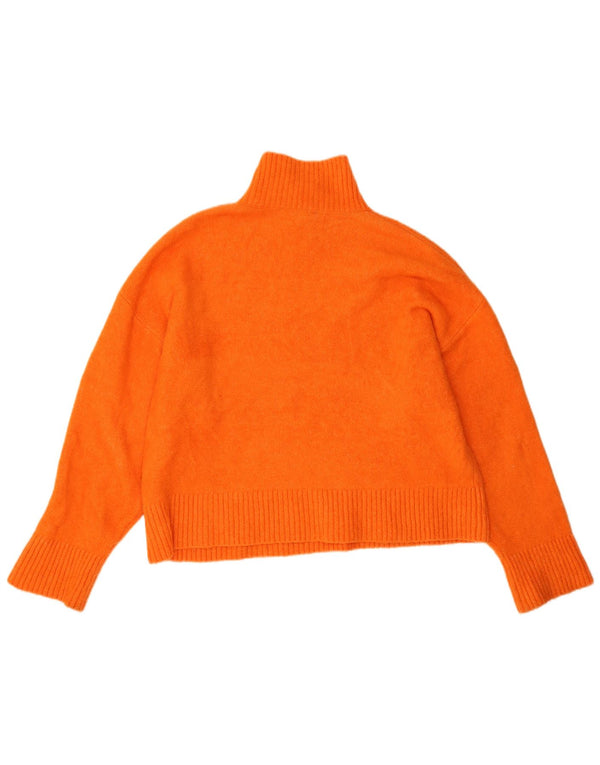 Zara Damen-Pullover mit Rollkragen, übergroß, Größe 40, Orange, Acryl