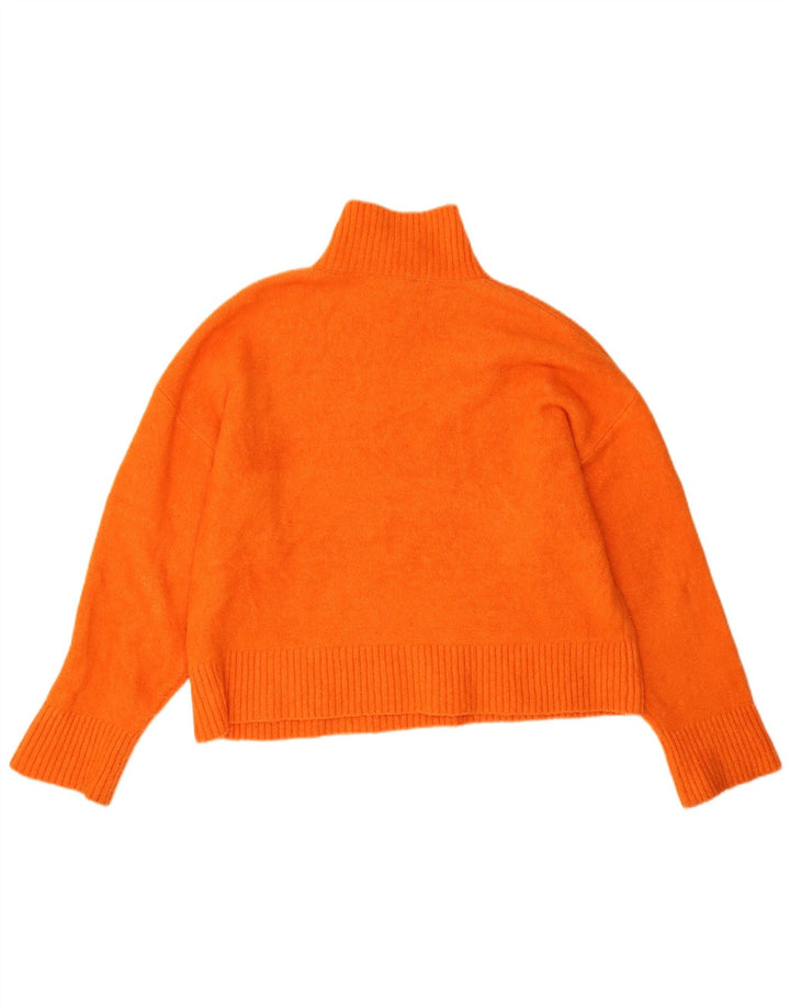 Zara Damen-Pullover mit Rollkragen, übergroß, Größe 40, Orange, Acryl