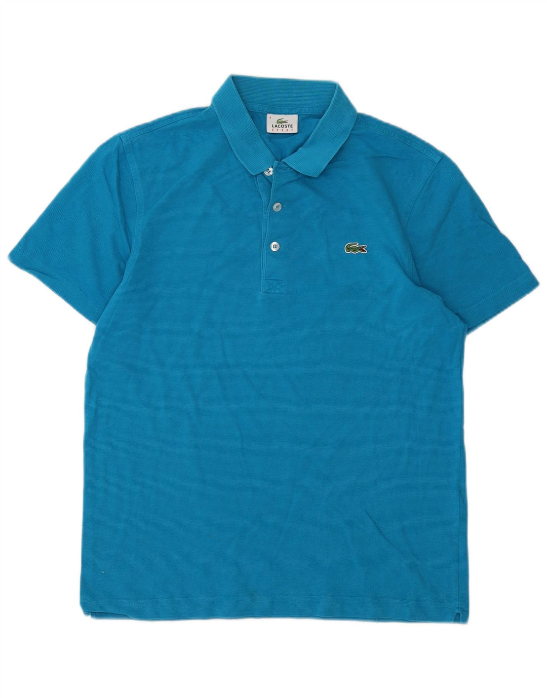 Lacoste Herren-Poloshirt, Größe 4, mittelblaue Baumwolle