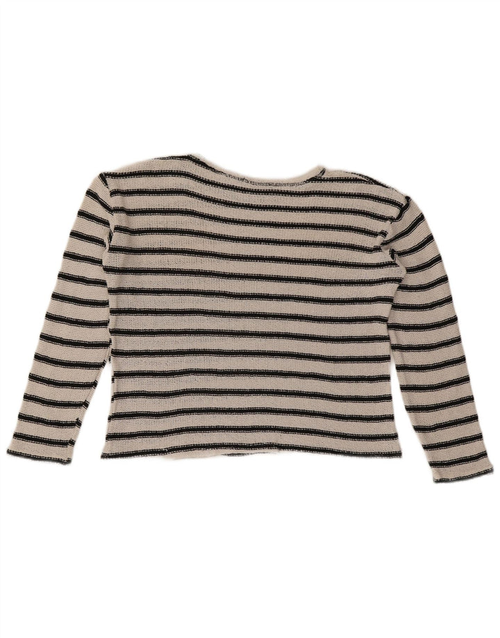 Zara Damen Übergroßes Crop Top UK 10 Small Weiß gestreift