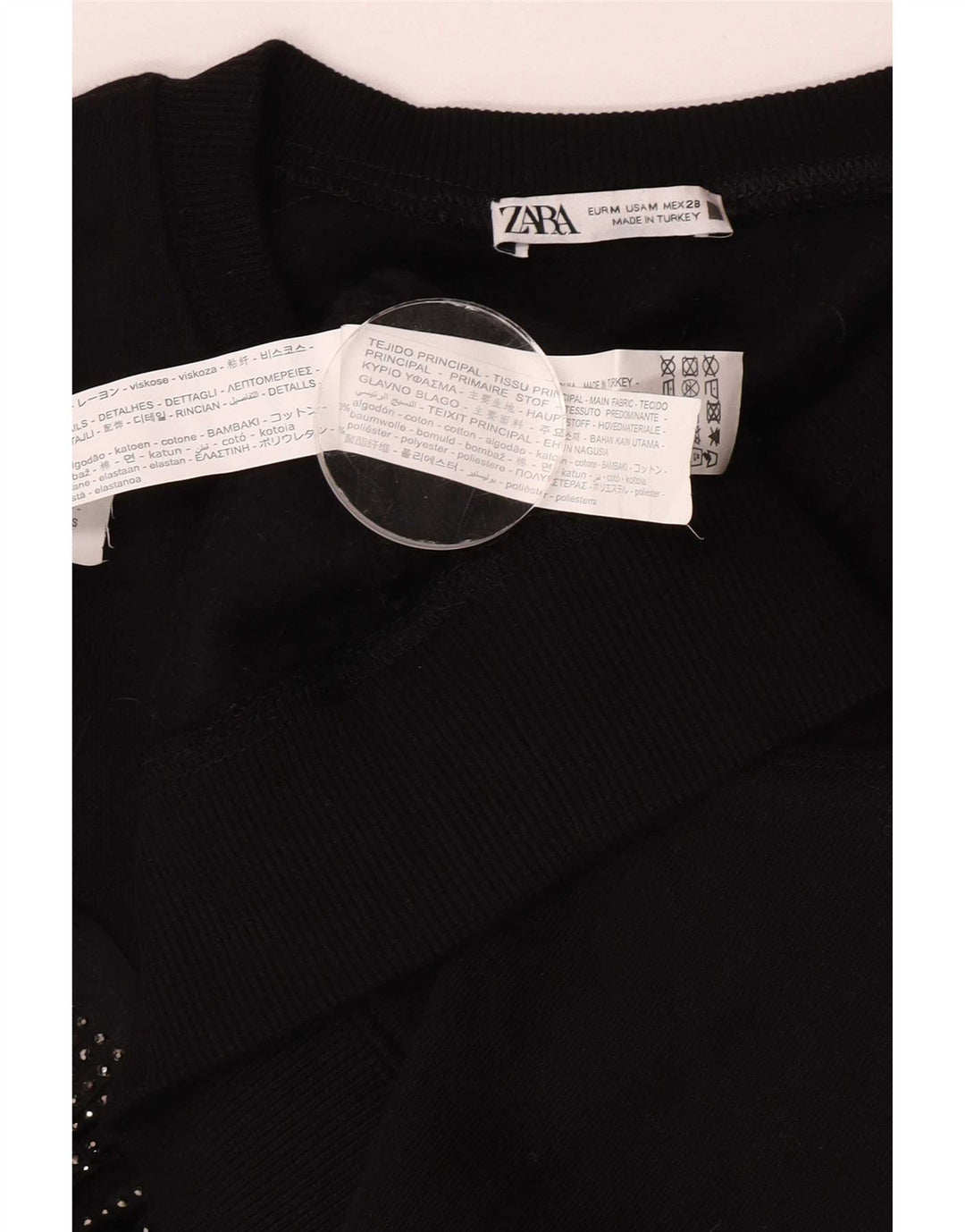 Übergroßer Sweatshirt-Pullover für Damen von Zara, UK 14, mittlere schwarze Baumwolle