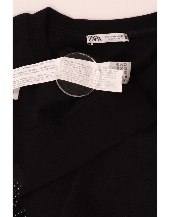 Übergroßer Sweatshirt-Pullover für Damen von Zara, UK 14, mittlere schwarze Baumwolle
