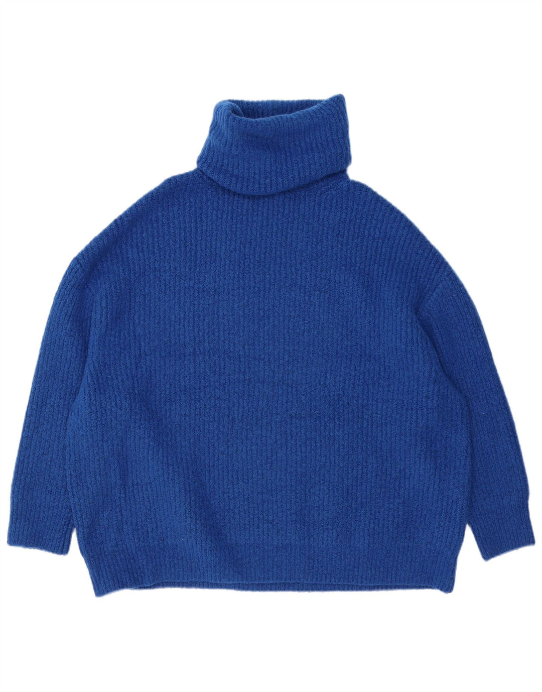 Übergroßer Rollkragenpullover von Zara für Damen, Gr. 14, mittelblaues Acryl