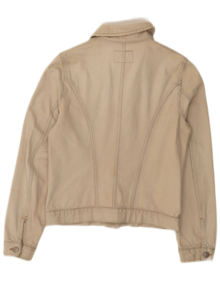 Rifle Womens Crop Denim Jacke UK 12 Mittelbeige Baumwolle