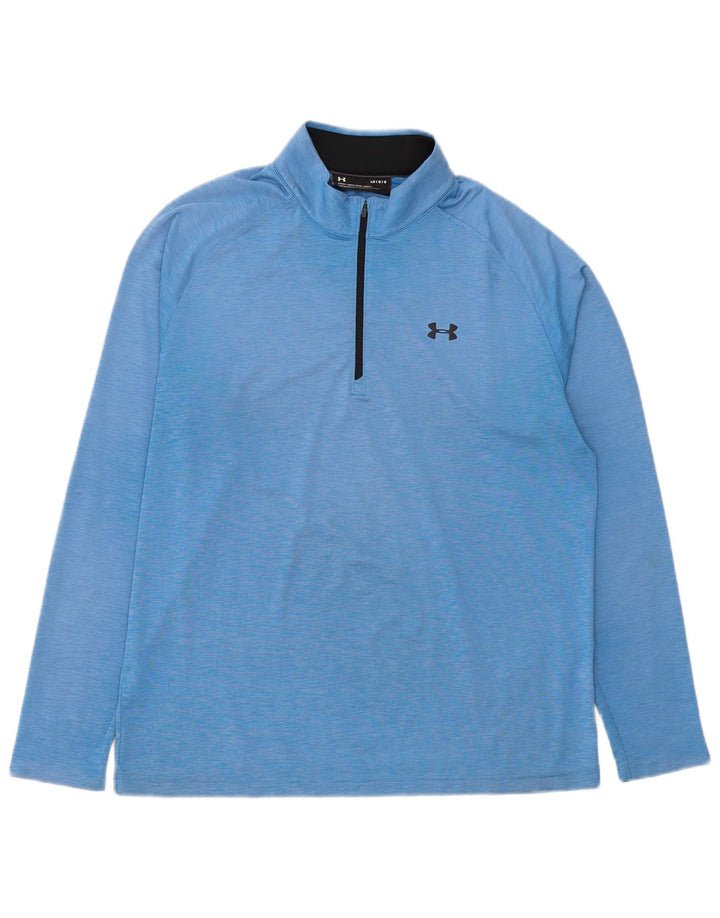 Under Armour Herren-Pullover-Trainingsanzugoberteil mit Reißverschluss und Halsausschnitt, großes, blaues Polyester