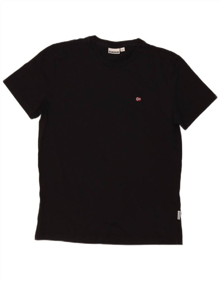 Napapijri Herren T-Shirt Top Medium Schwarz Baumwolle