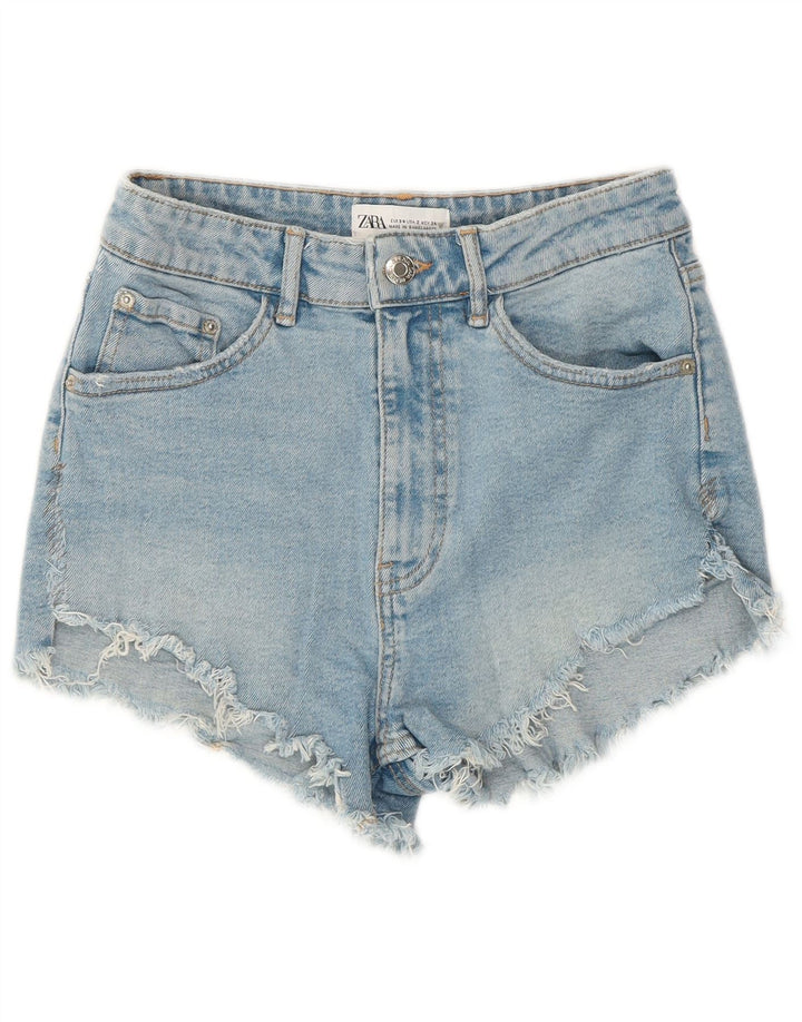 Zara Damen Jeansshorts EU 34 2XS W24 Blaue Baumwolle