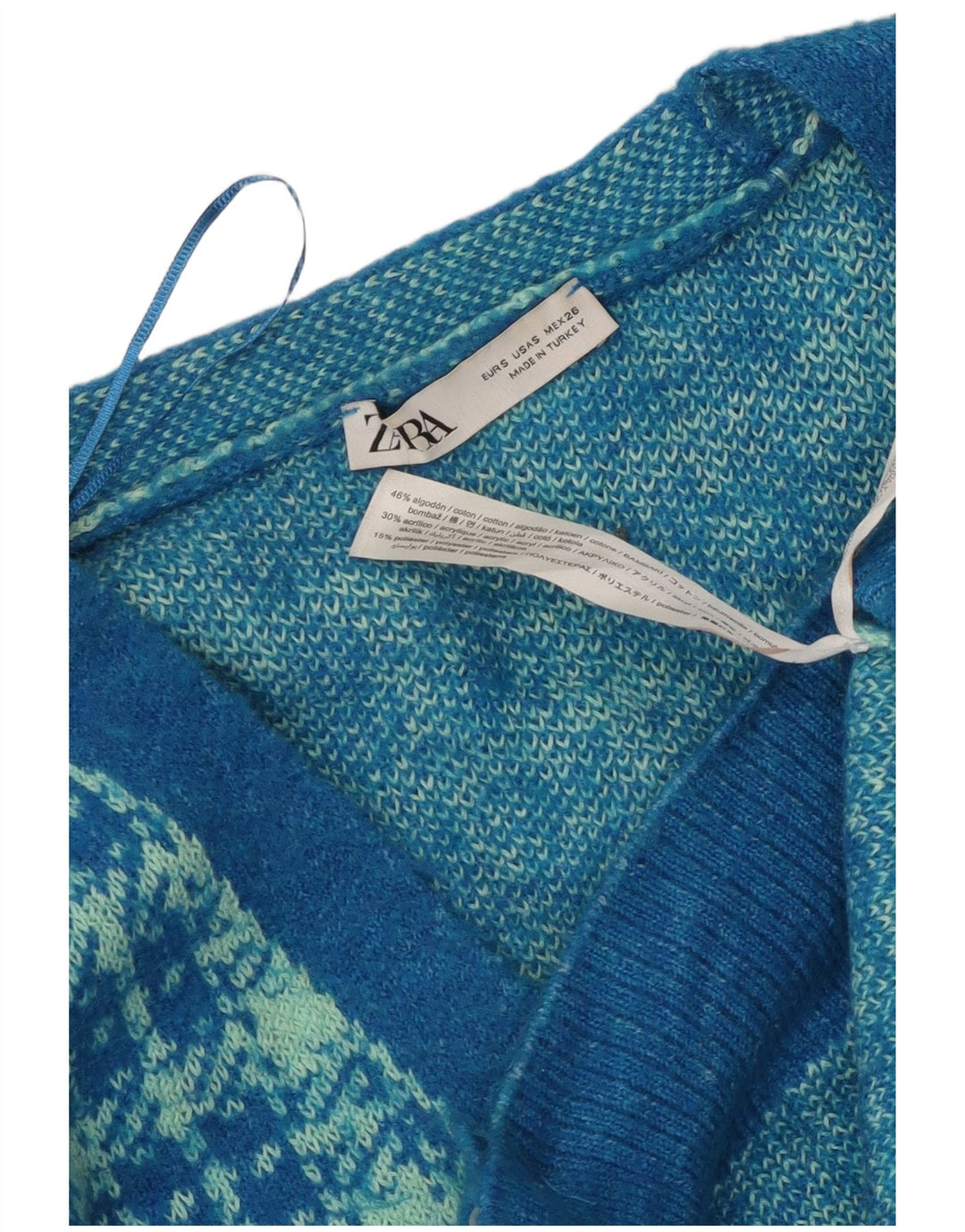 Zara Damen-Strickjacke in Übergröße, Gr. 10, Größe S, blau, Hahnentritt-Baumwolle